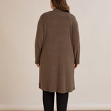 Lange Strickjacke im Cape-Stil – Nerz – Nerz