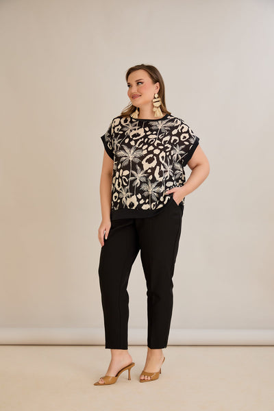 Chiffonbluse mit Tropenprint - 10519