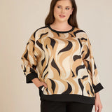 Elegante Bluse – Sandfarbenes Muster – Sandfarbene Muster