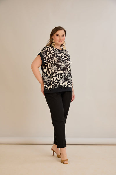 Chiffonbluse mit Tropenprint - 10519