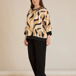 Elegante Bluse – Sandfarbenes Muster – Sandfarbene Muster