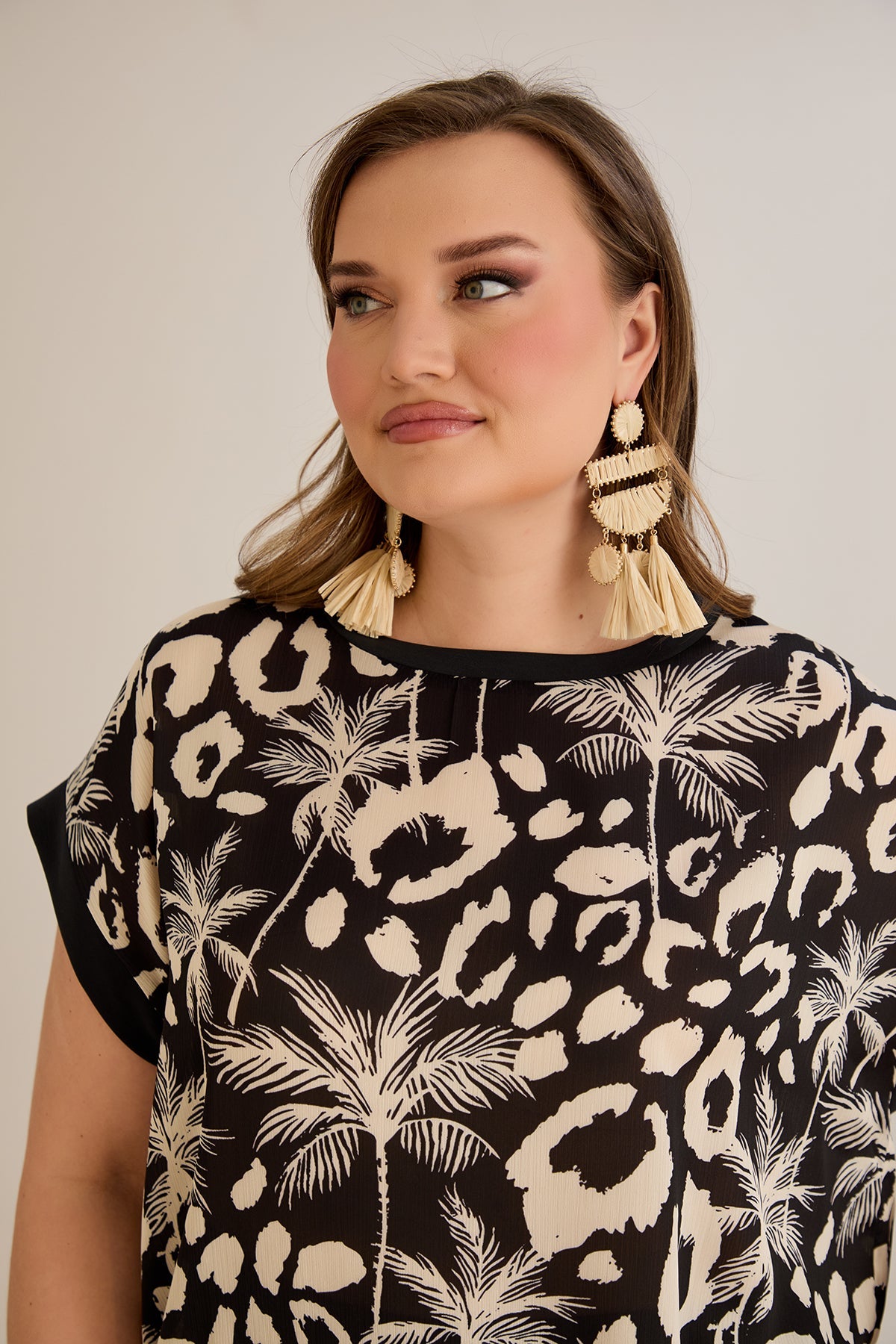Chiffonbluse mit Tropenprint - 10519