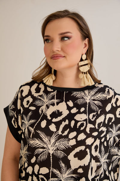 Chiffonbluse mit Tropenprint - 10519