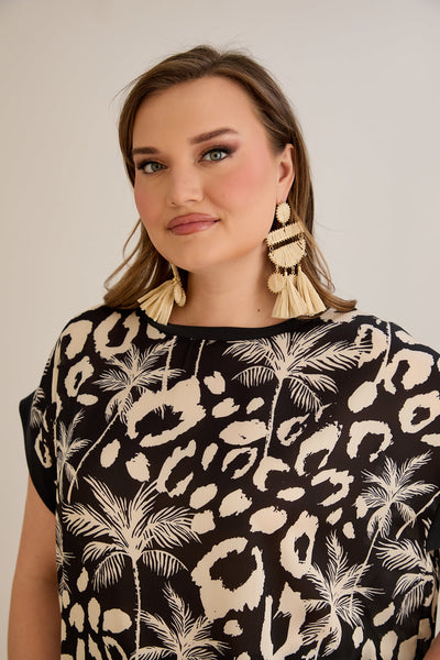 Chiffonbluse mit Tropenprint - 10519