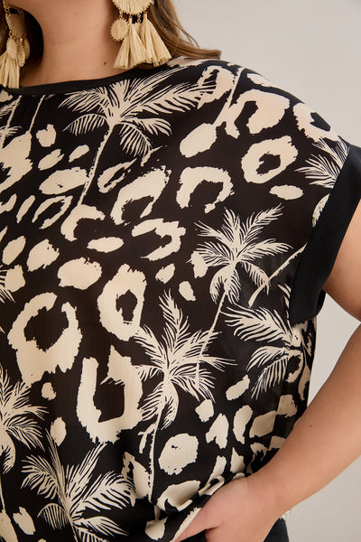 Chiffonbluse mit Tropenprint - 10519