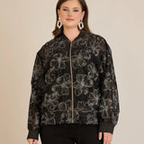 Elegante Jacke mit silbernen Blumenmotiven