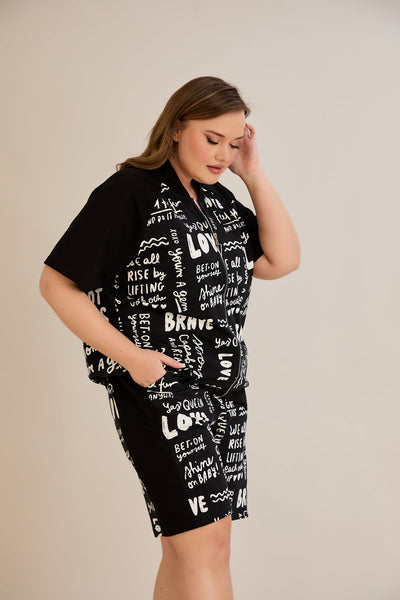 Baumwollset mit aufgedrucktem Schriftzug