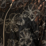 Elegante Jacke mit silbernen Blumenmotiven – Schwarz
