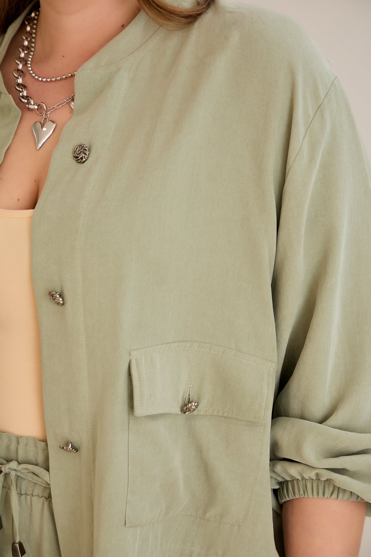 Lyocell Set aus 2 Teilen Hosen + Jacke - Grün 10810
