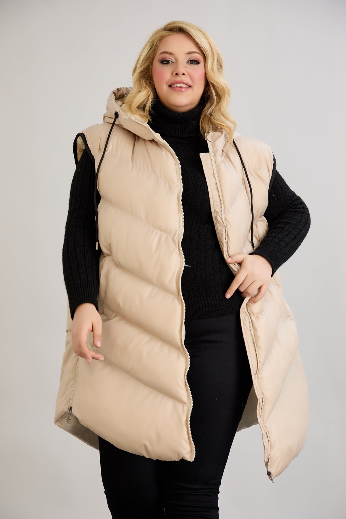 Warme Weste – Oversize - Beige