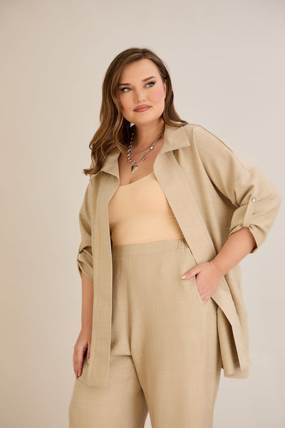 Eleganter Zweiteiler mit Strass-Dekoration - Beige