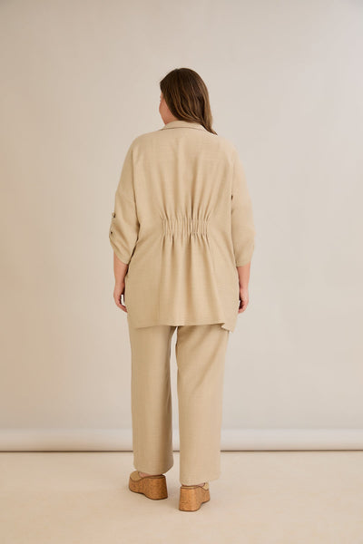 Eleganter Zweiteiler mit Strass-Dekoration - Beige