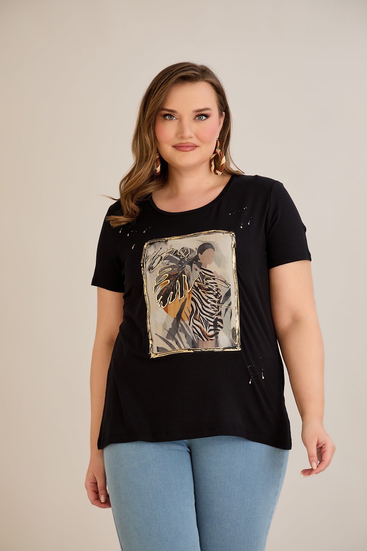 T-Shirt aus Viskose mit bedrucktem Muster II - Dame 10881