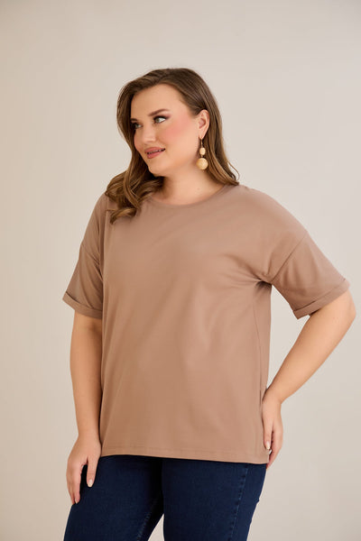 Baumwoll-T-Shirt Classic - Mocca
