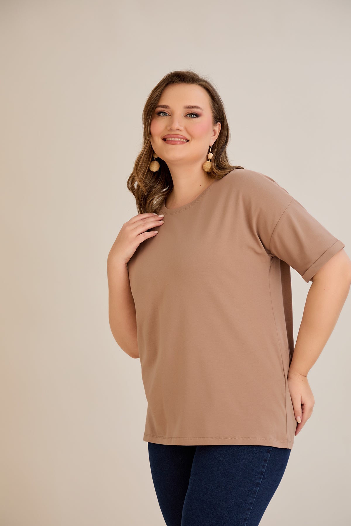 Baumwoll-T-Shirt Classic - Mocca
