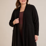 Langer Cape-Cardigan - Schwarz – Schwarz