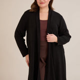 Langer Cape-Cardigan - Schwarz – Schwarz