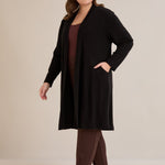 Langer Cape-Cardigan - Schwarz – Schwarz