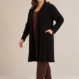 Langer Cape-Cardigan - Schwarz – Schwarz