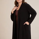 Langer Cape-Cardigan - Schwarz – Schwarz