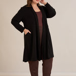 Langer Cape-Cardigan - Schwarz – Schwarz