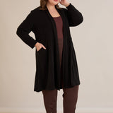 Langer Cape-Cardigan - Schwarz – Schwarz