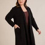 Langer Cape-Cardigan - Schwarz – Schwarz