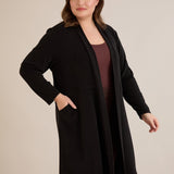 Langer Cape-Cardigan - Schwarz – Schwarz