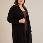 Langer Cape-Cardigan - Schwarz – Schwarz