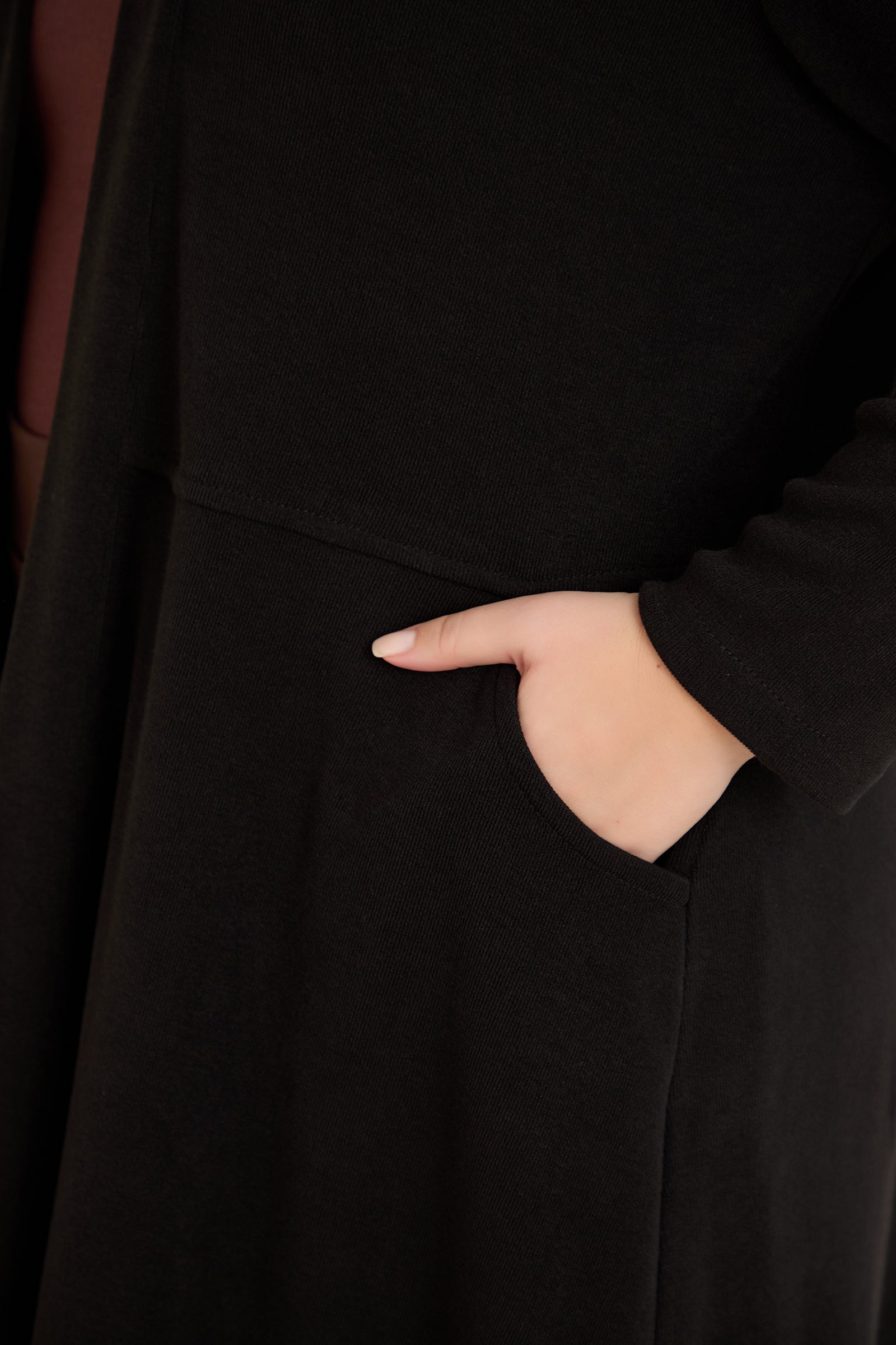 Langer Cape-Cardigan - Schwarz – Schwarz