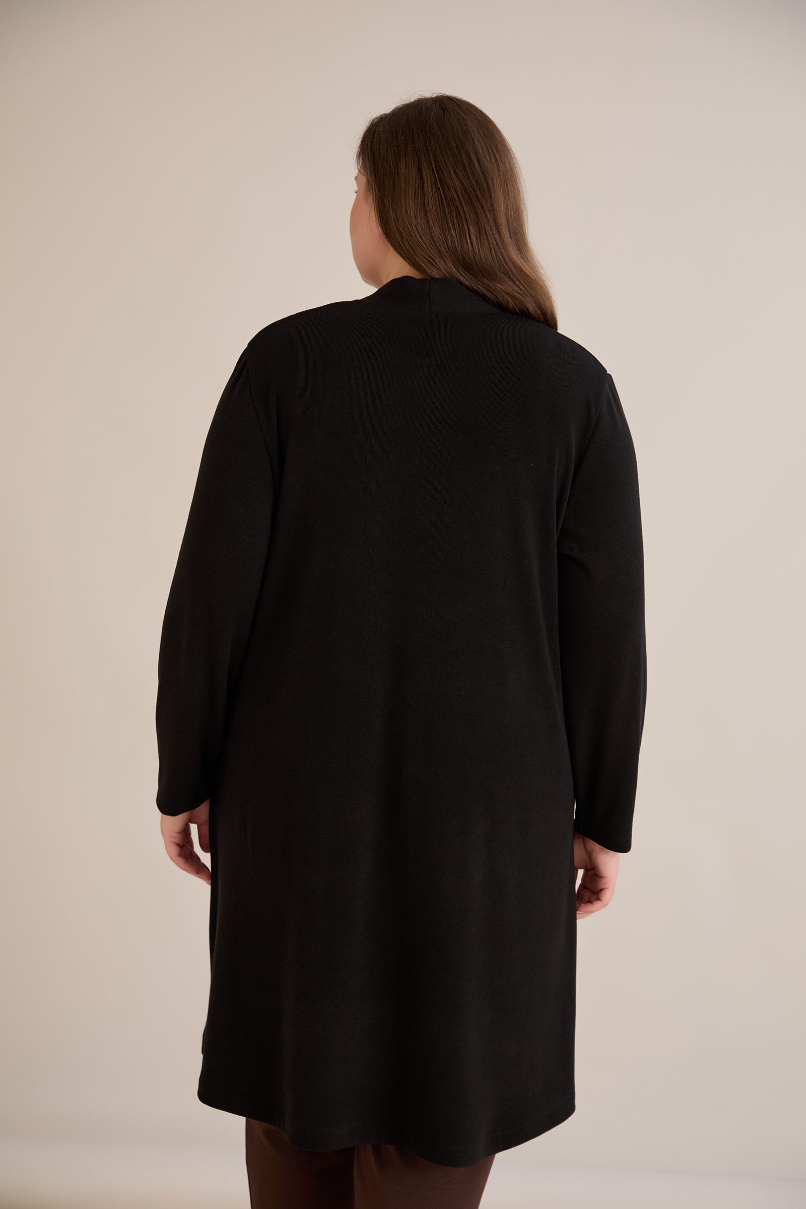 Langer Cape-Cardigan - Schwarz – Schwarz