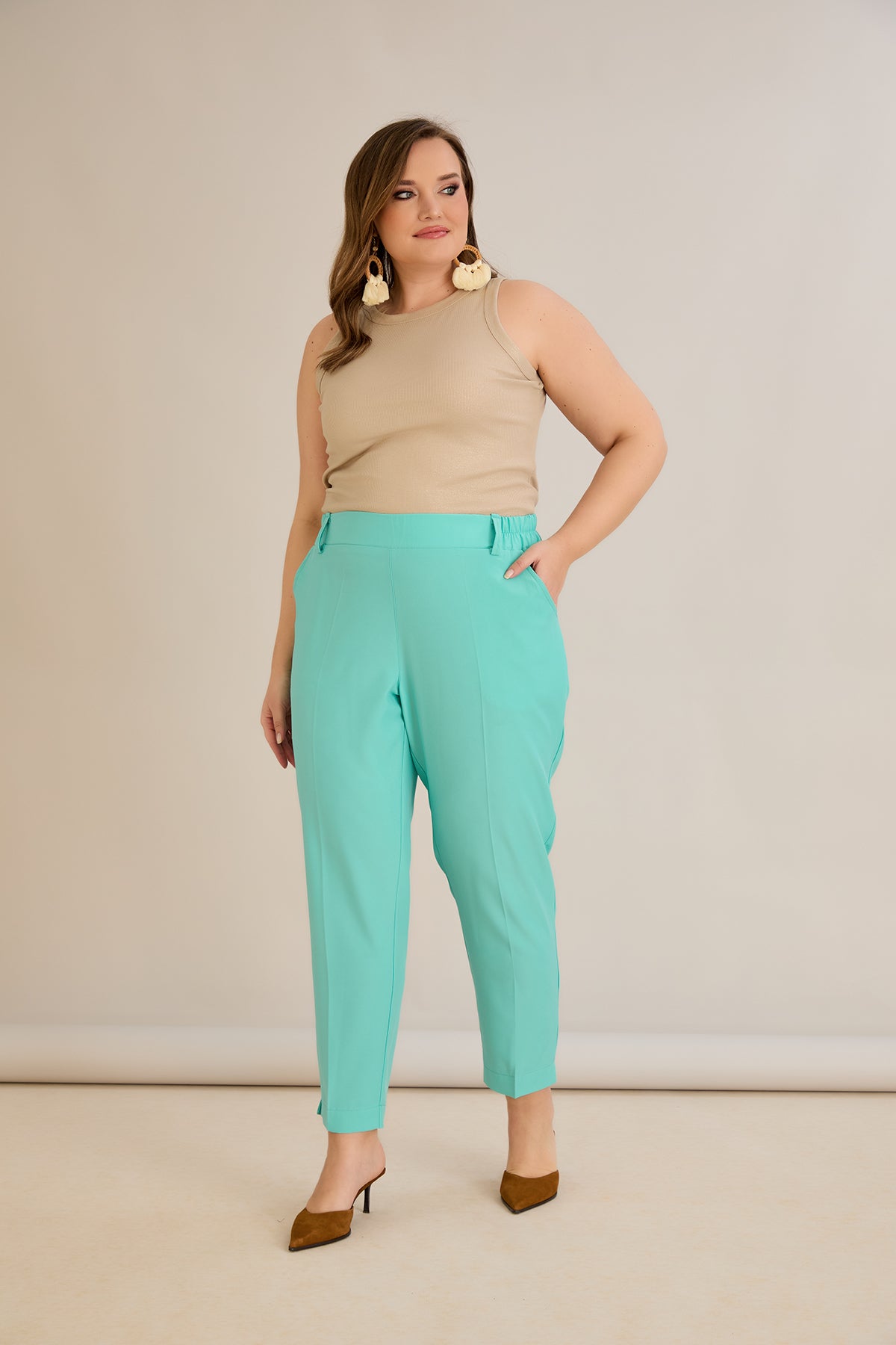 Leichte, elastische Sommerhose - Aqua – Aqua