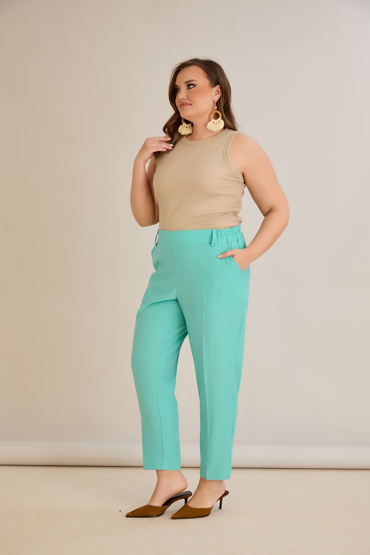 Leichte, elastische Sommerhose - Aqua