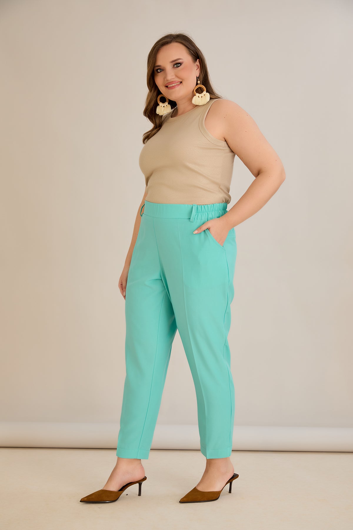 Leichte, elastische Sommerhose - Aqua
