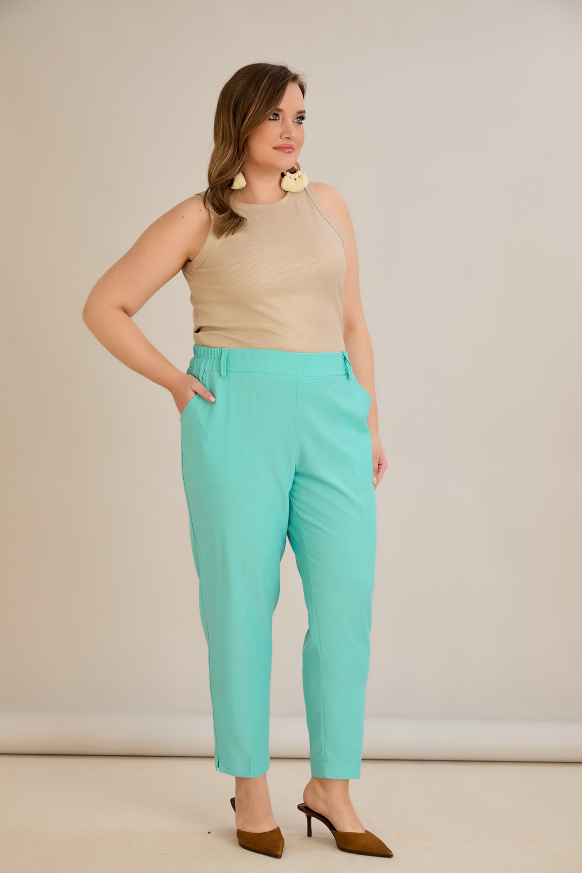 Leichte, elastische Sommerhose - Aqua – Aqua