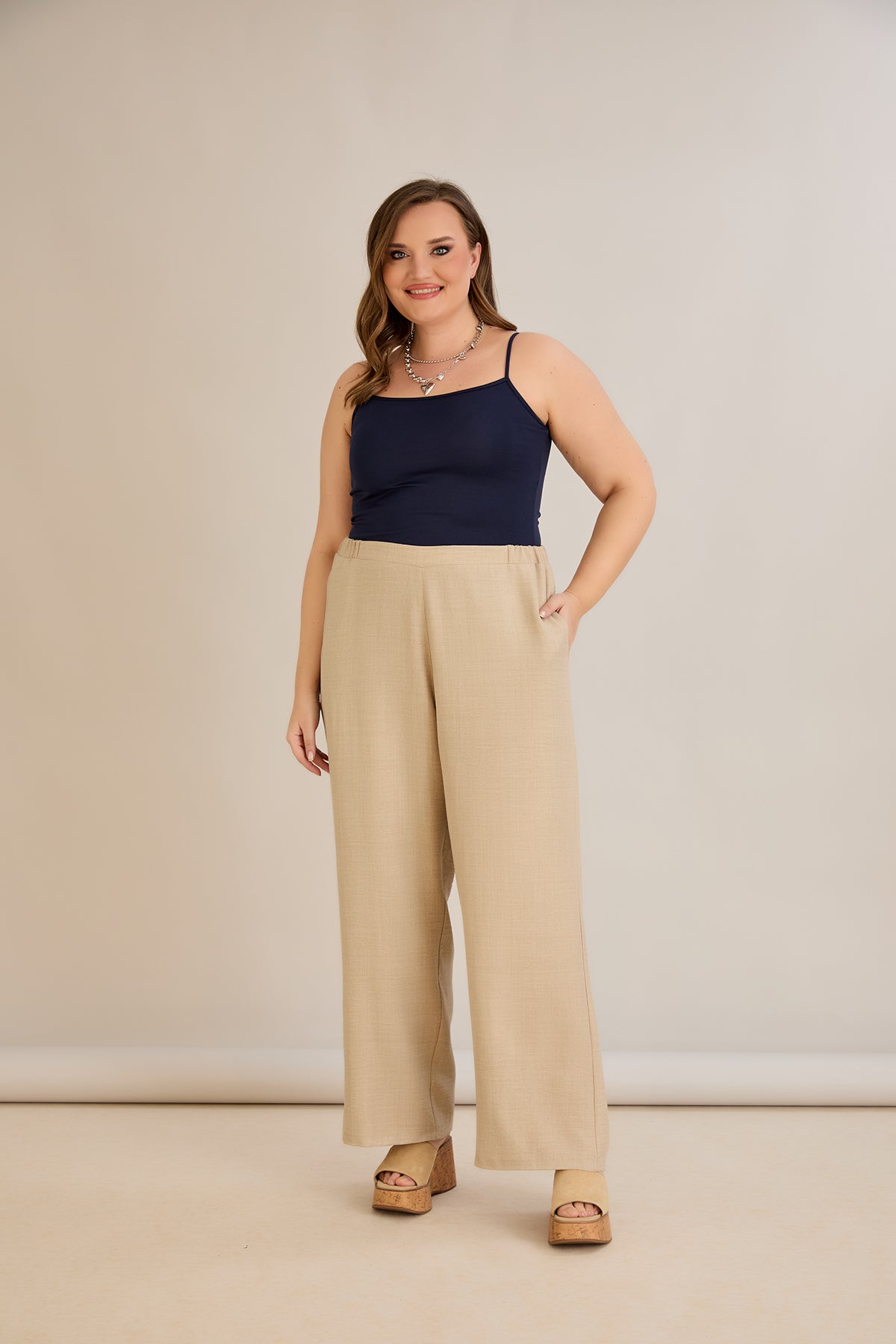 Weite Sommerhose - Beige