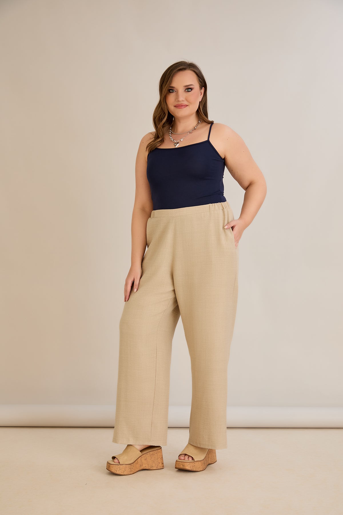 Weite Sommerhose - Beige