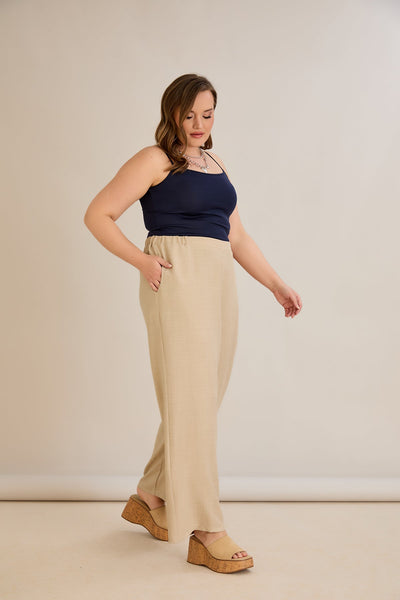Weite Sommerhose - Beige