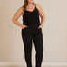 Stretch-Jeans mit hohem Bund und Knöpfen - Schwarz