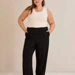 Elastische Viskosehose mit Biesen – Schwarz