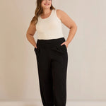 Elastische Viskosehose mit Biesen – Schwarz