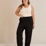 Elastische Viskosehose mit Biesen – Schwarz