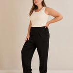 Elastische Viskosehose mit Biesen – Schwarz