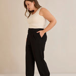 Elastische Viskosehose mit Biesen – Schwarz
