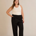 Elastische Viskosehose mit Biesen – Schwarz