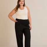 Elastische Viskosehose mit Biesen – Schwarz