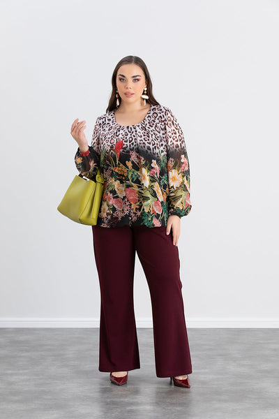 Bluse in lockerer Passform mit elastischem Bund - Multifarbe