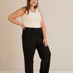 Elastische Viskosehose mit Biesen – Schwarz