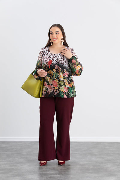 Bluse in lockerer Passform mit elastischem Bund - Multifarbe