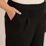 Elastische Viskosehose mit Biesen – Schwarz